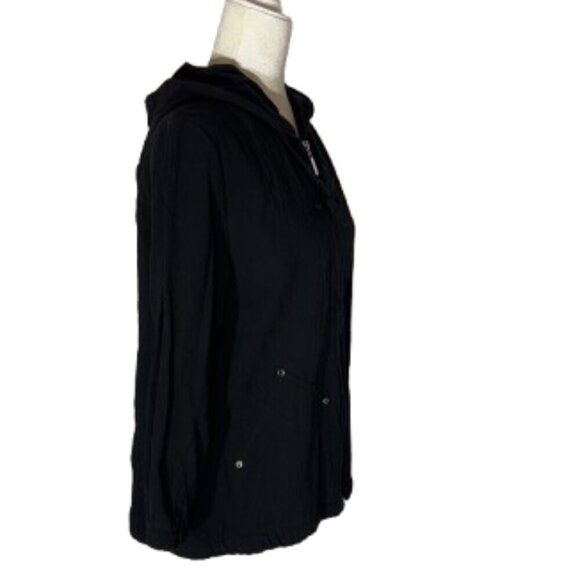Women's Sportelle Black Lightweight Hooded Zipper Jacket Size Medium - Picture 3 of 9
